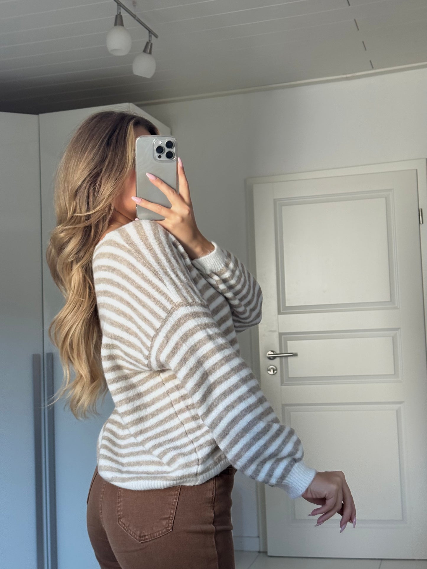 Lina Streifencardigan - beige