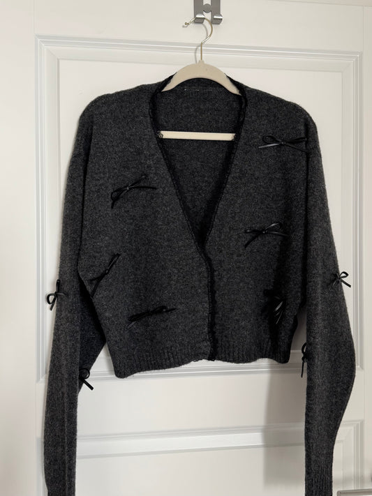Sweet Bows Cardigan - dark grey