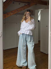 Sofia Musselin Streifen Hose - Blau