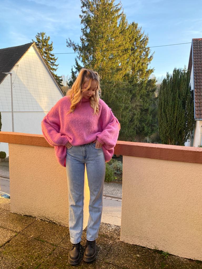 Cozy long Strickpullover - Pink