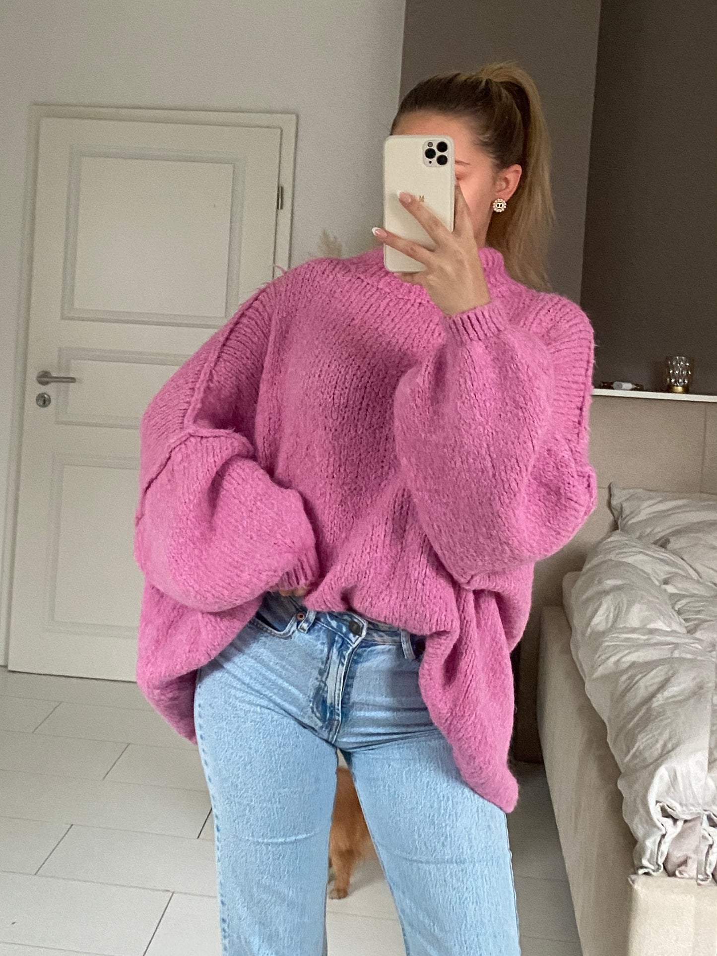 Cozy long Strickpullover - Pink