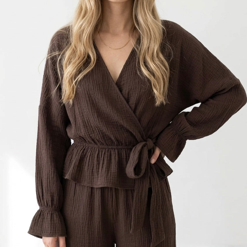 Musselin Wickelbluse