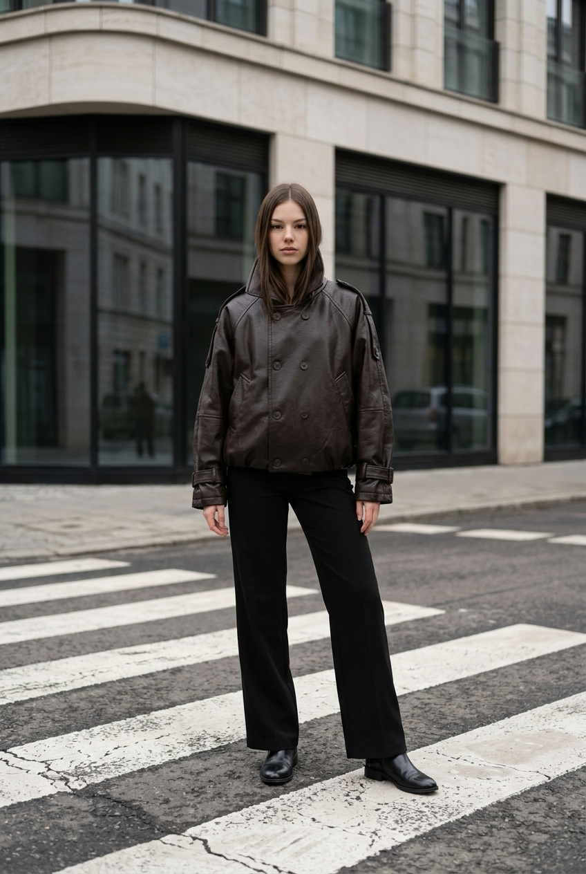 Lederjacke high neck
